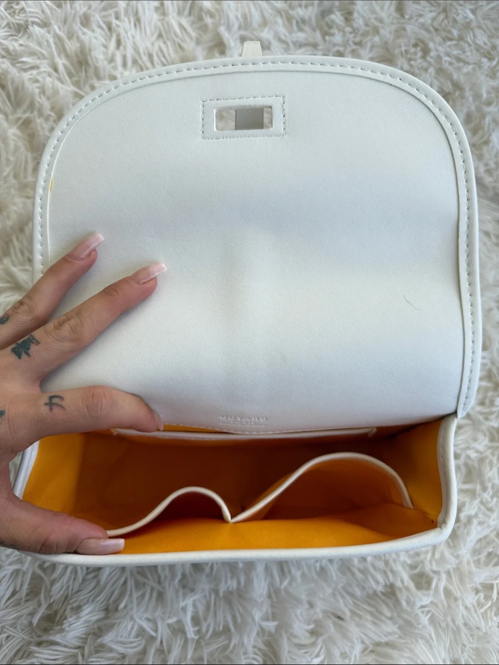 Belvedere PM White Goyardine Canvas Leather Messenger Clutch Bag